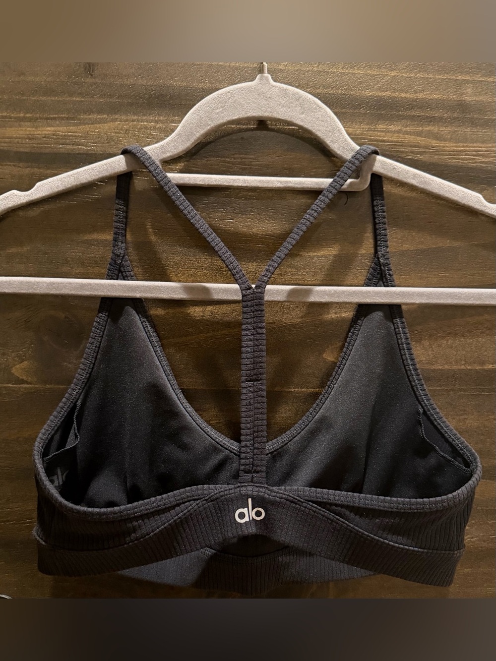 ALO Yoga Racerback Ribbed Black Sports Bra Size M